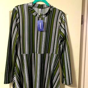 Women’s dress size medium by PipHany. Cute colors. Green ivory and light grays